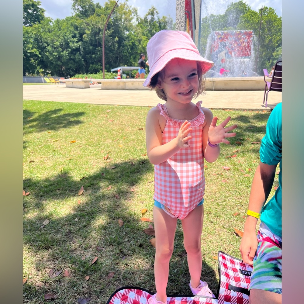 Carter's Peach and White Gingham Kids Swim One Piece